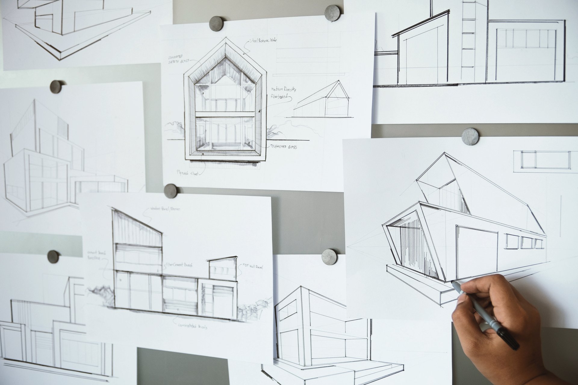 Architectural sketches and drawings